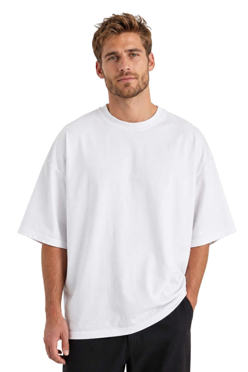 POLO OVERSIZE BASICO PREMIUM UNISEX MANGA CORTA COLOR BLANCO - 1