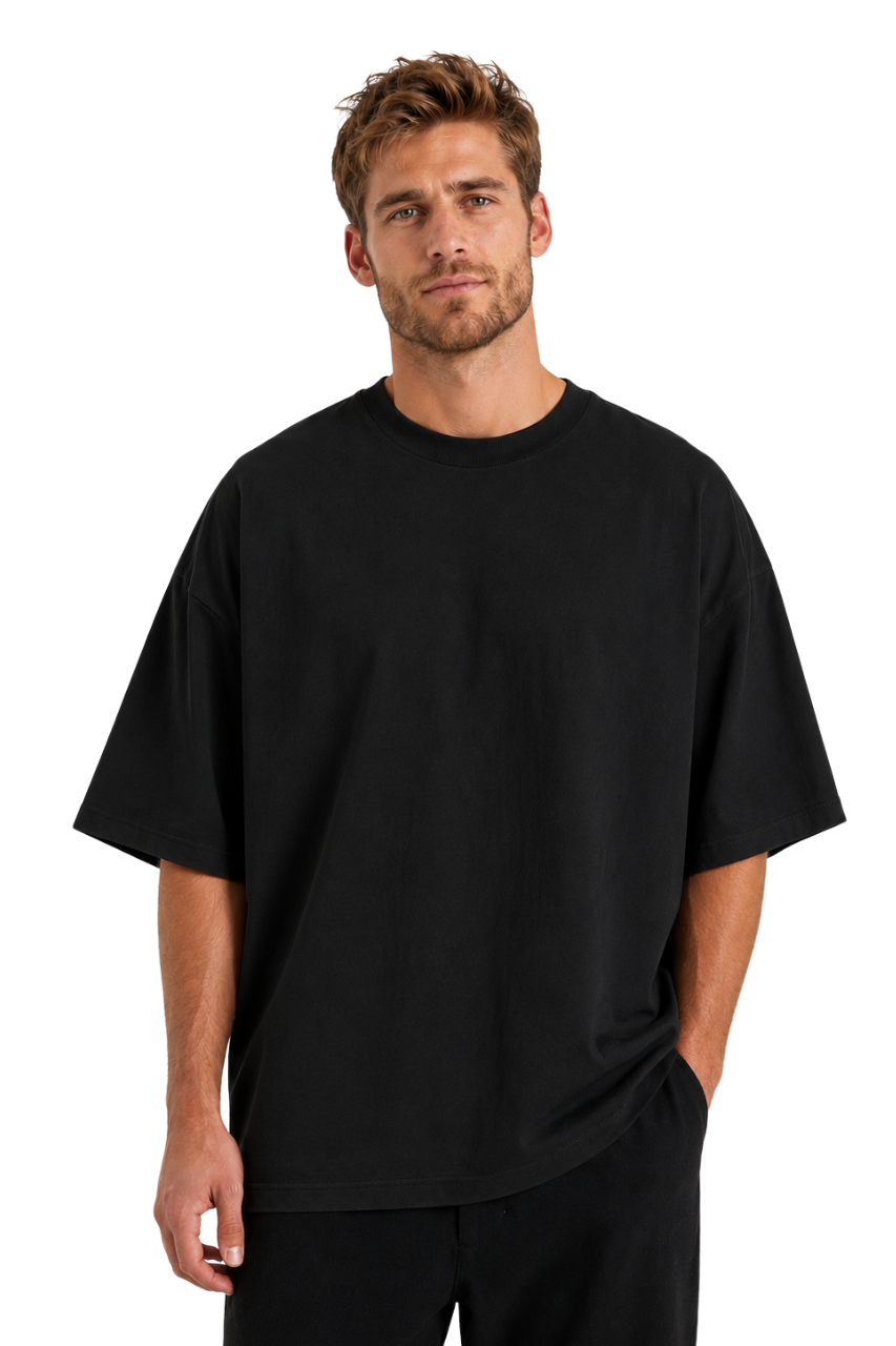 POLO OVERSIZE BASICO PREMIUM UNISEX MANGA CORTA NEGRO - 1