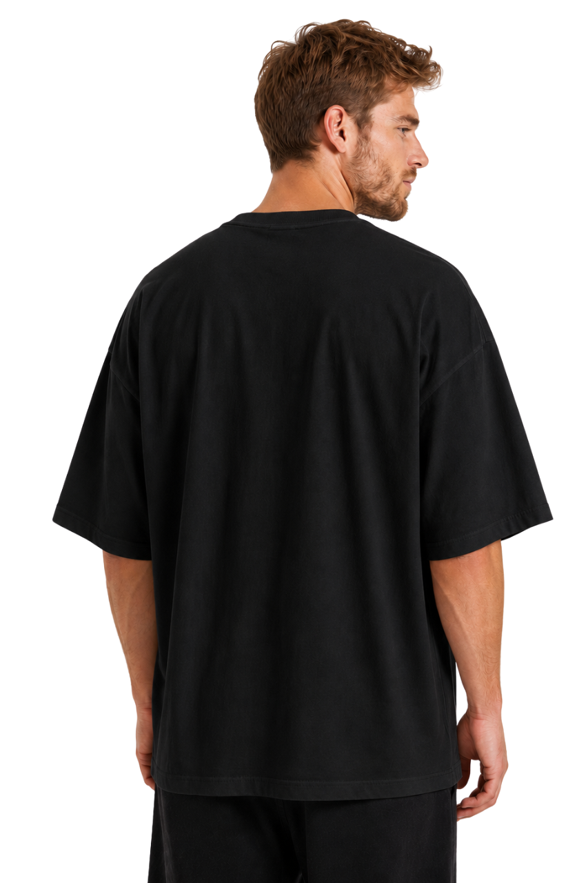 POLO OVERSIZE BASICO PREMIUM UNISEX MANGA CORTA NEGRO - 2