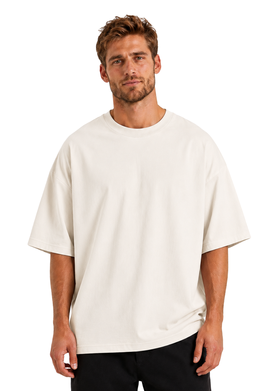 POLO OVERSIZE BASICO UNISEX MANGA CORTA PREMIUM PERLA - 1