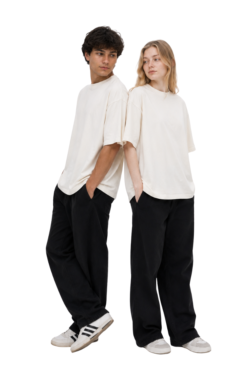 DUOPACK POLOS OVERSIZE BÁSICOS PERLA UNISEX - 1