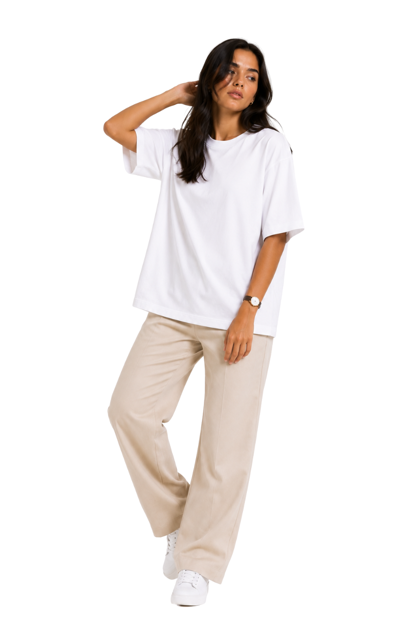 POLO OVERSIZE BASICO MANGA CORTA MUJER BLANCO - 1