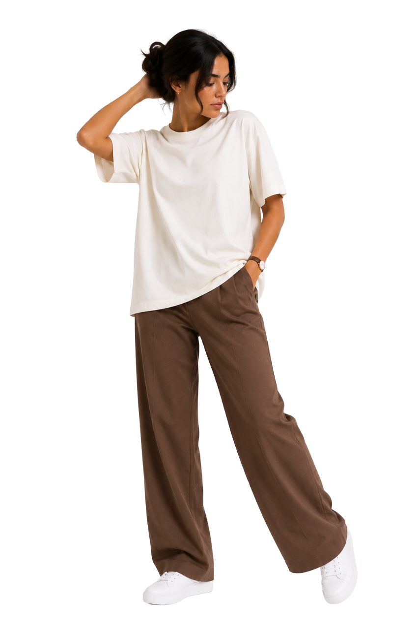 POLO OVERSIZE BASICO MANGA CORTA MUJER PERLA - 1