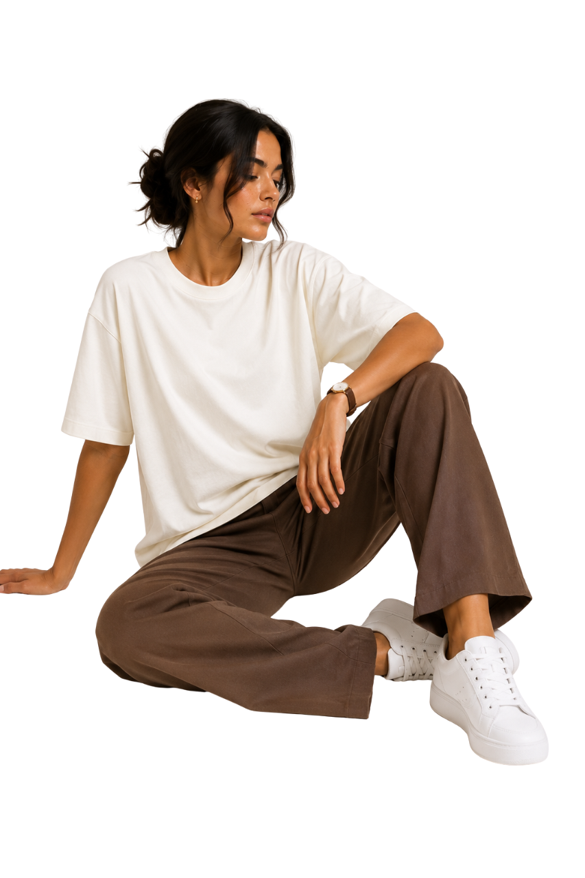 POLO OVERSIZE BASICO MANGA CORTA MUJER PERLA - 3