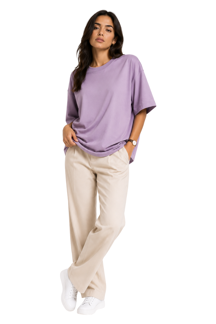 POLO OVERSIZE BASICO MANGA CORTA MUJER LILA - 3