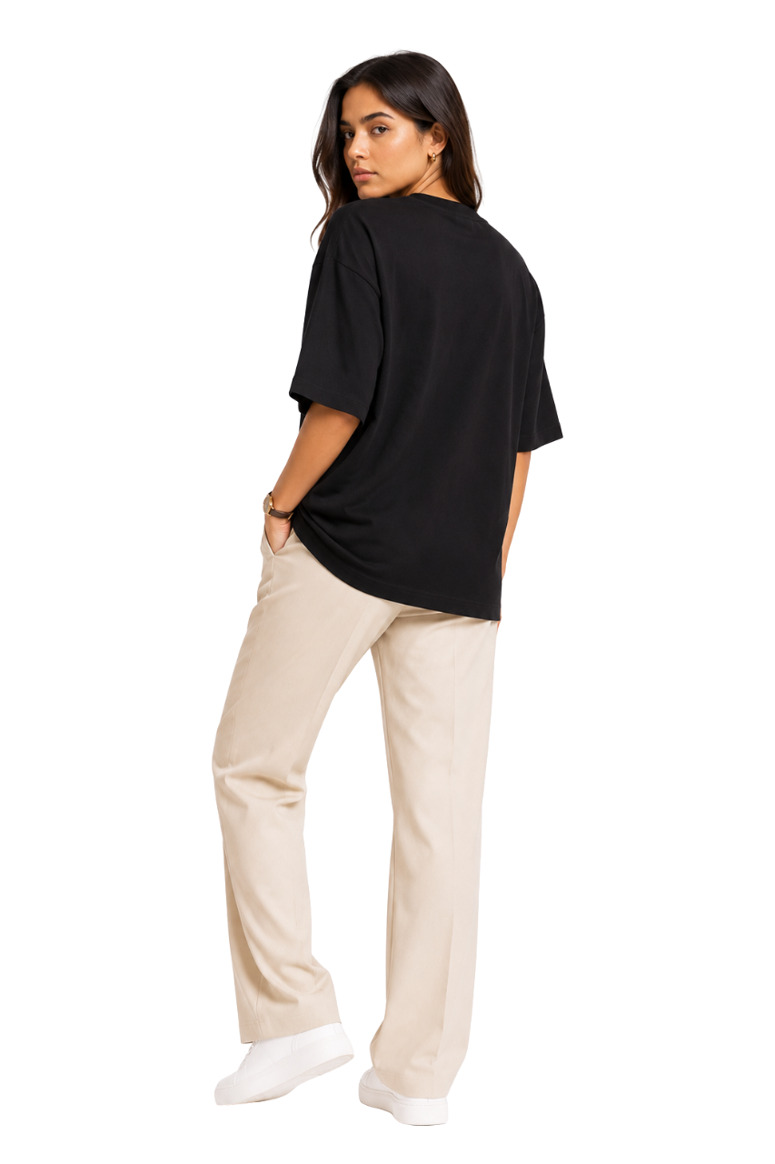 POLO OVERSIZE BASICO MUJER MANGA  CORTA NEGRO - 2