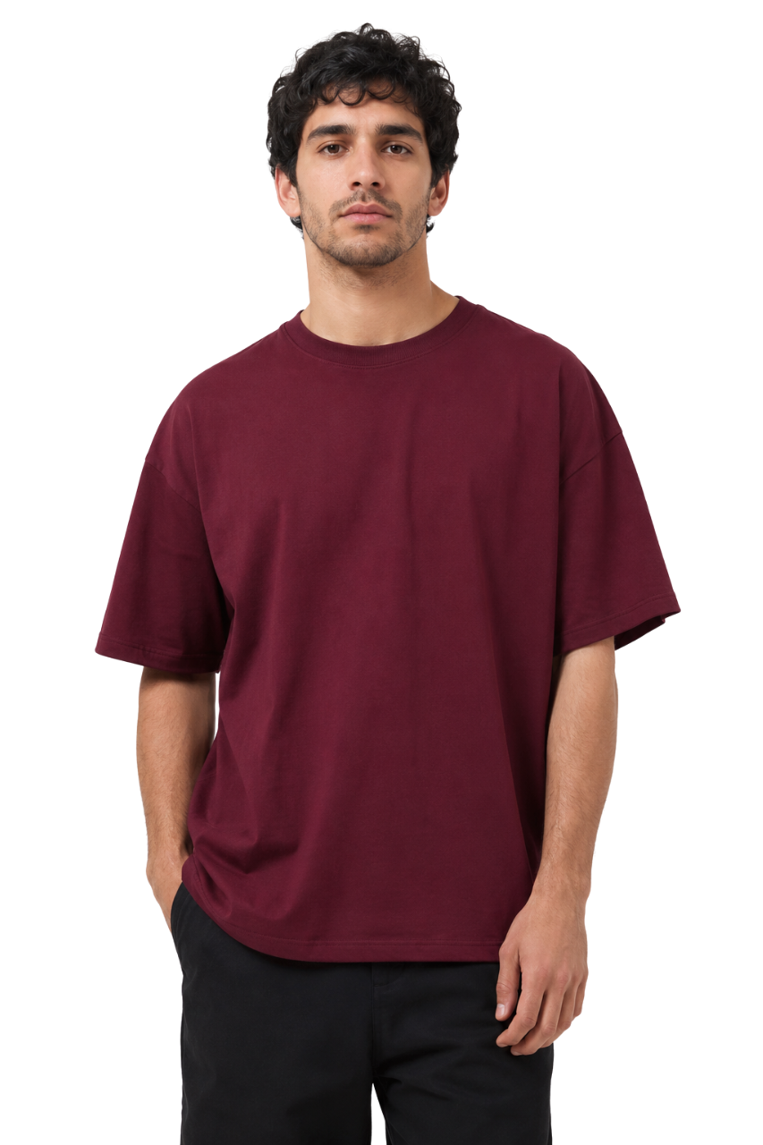 POLO OVERSIZE BASICO UNISEX MANGA CORTA PREMIUM VINO - 1