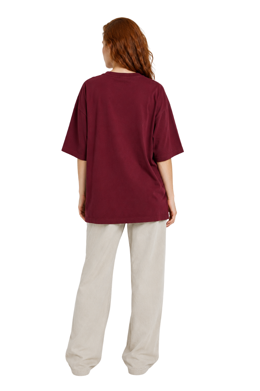POLO OVERSIZE BASICO UNISEX MANGA CORTA PREMIUM VINO MUJER - 2
