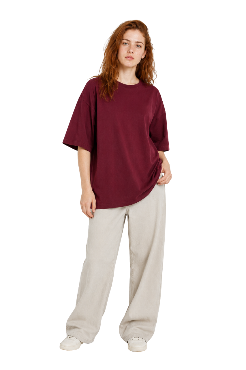 POLO OVERSIZE BASICO UNISEX MANGA CORTA PREMIUM VINO MUJER - 3