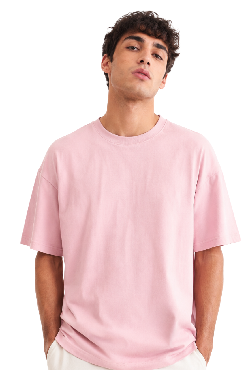 POLO OVERSIZE BASICO HOMBRE ROSADO BEBÉ - 1
