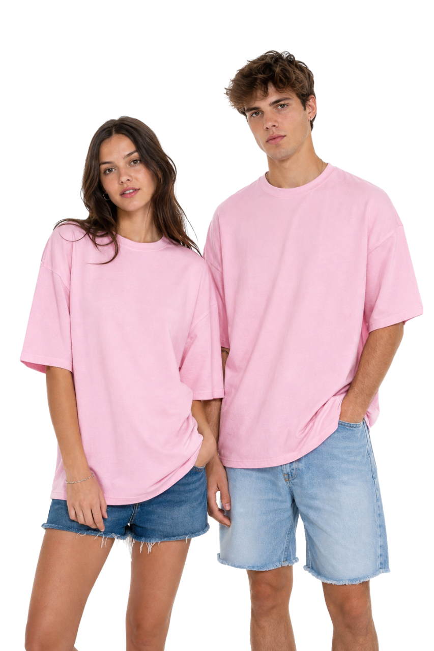 DUOPACK POLOS OVERSIZE BASICO ROSADO BEBÉ PREMIUM - 1