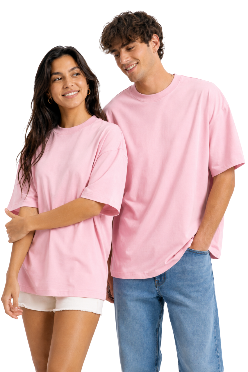 DUOPACK POLOS OVERSIZE BASICO ROSADO BEBÉ PREMIUM - 2