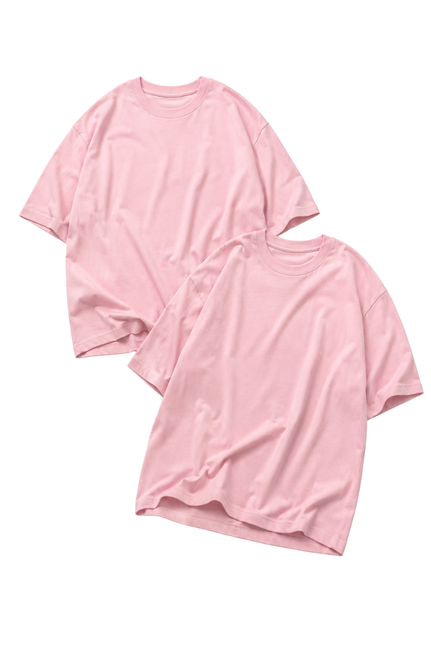 DUOPACK POLOS OVERSIZE BASICO ROSADO BEBÉ PREMIUM - 3