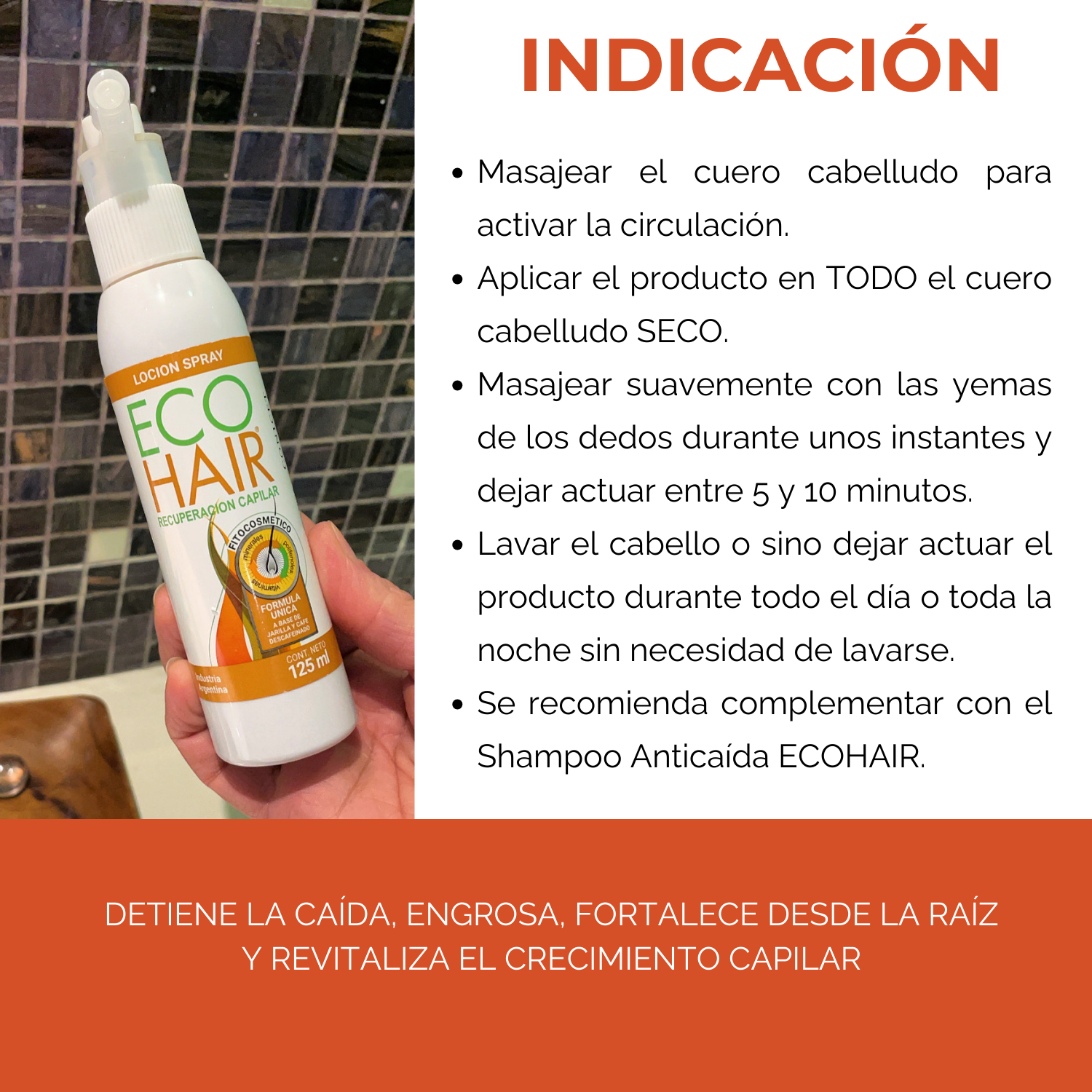 LOCIÓN ECO HAIR 125ML SPRAY RECUPERACIÓN CAPILAR - 4