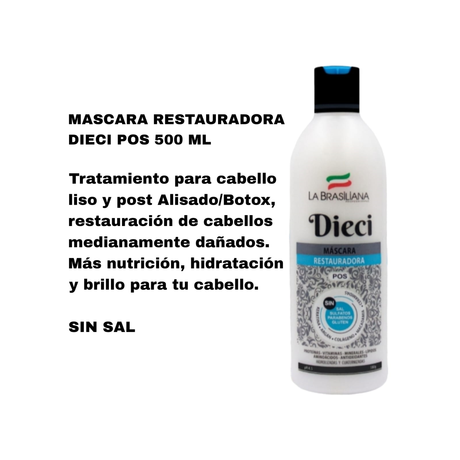 PACK - 2 SHAMPOO NUTRITIVO TRE + MASCARA DIECI 500 ML. SIN SAL - 3