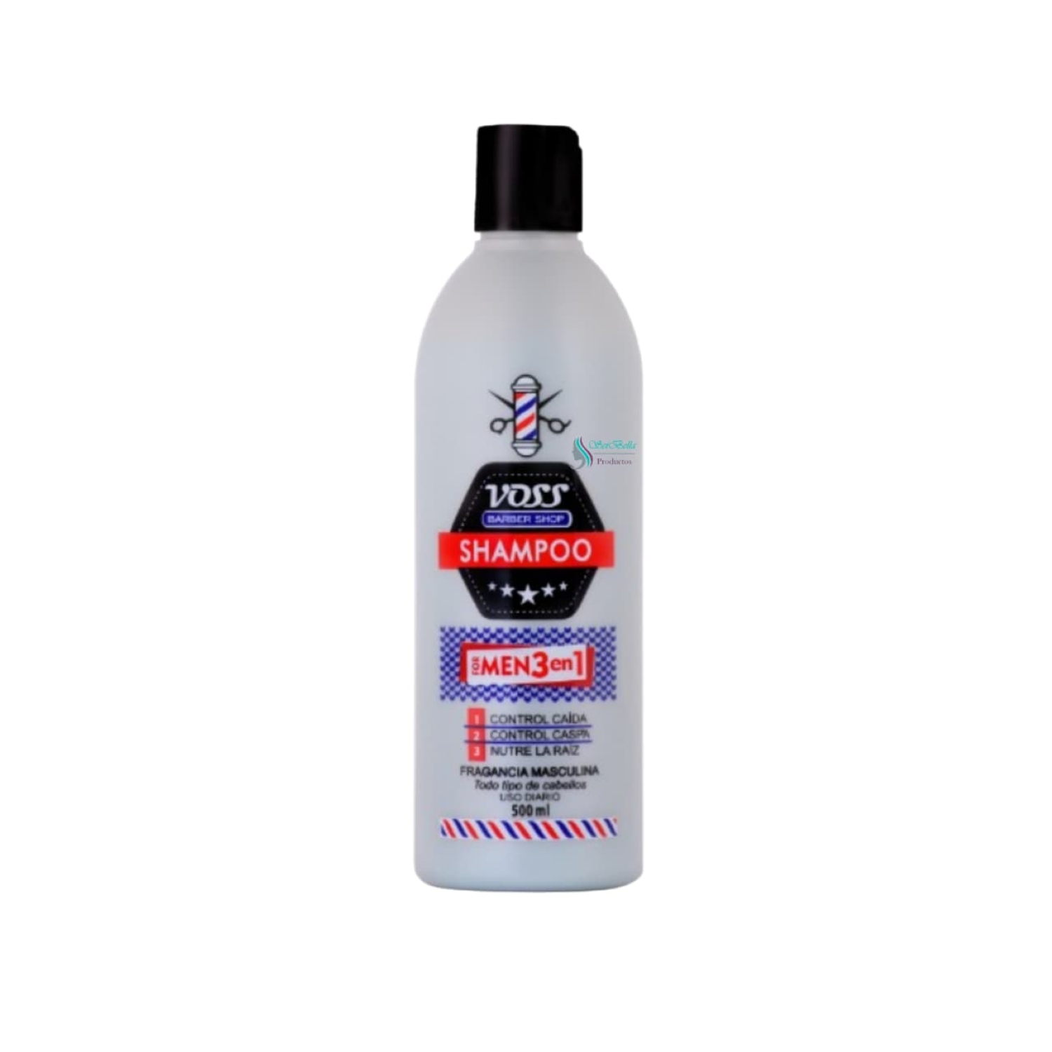 SHAMPOO VOSS BARBER SHOP FOR MEN 500 ML CONTROL CAIDA - CONTROL CASPA - NUTRE LA RAIZ - 1