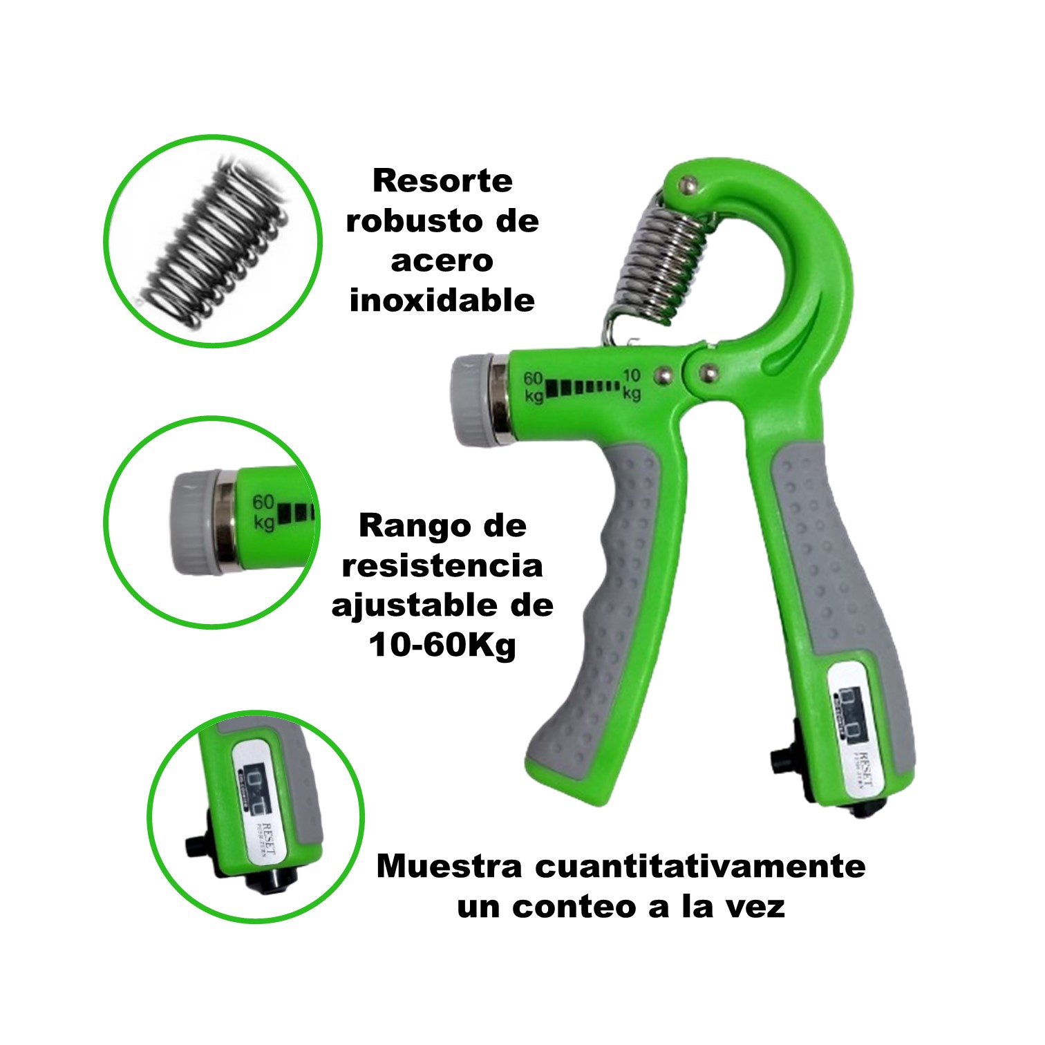 HAND GRIP HAND GRIPS EJERCITADOR MANOS Y ANTEBAZO CON CONTADOR AJUSTABLE 60KG - 4