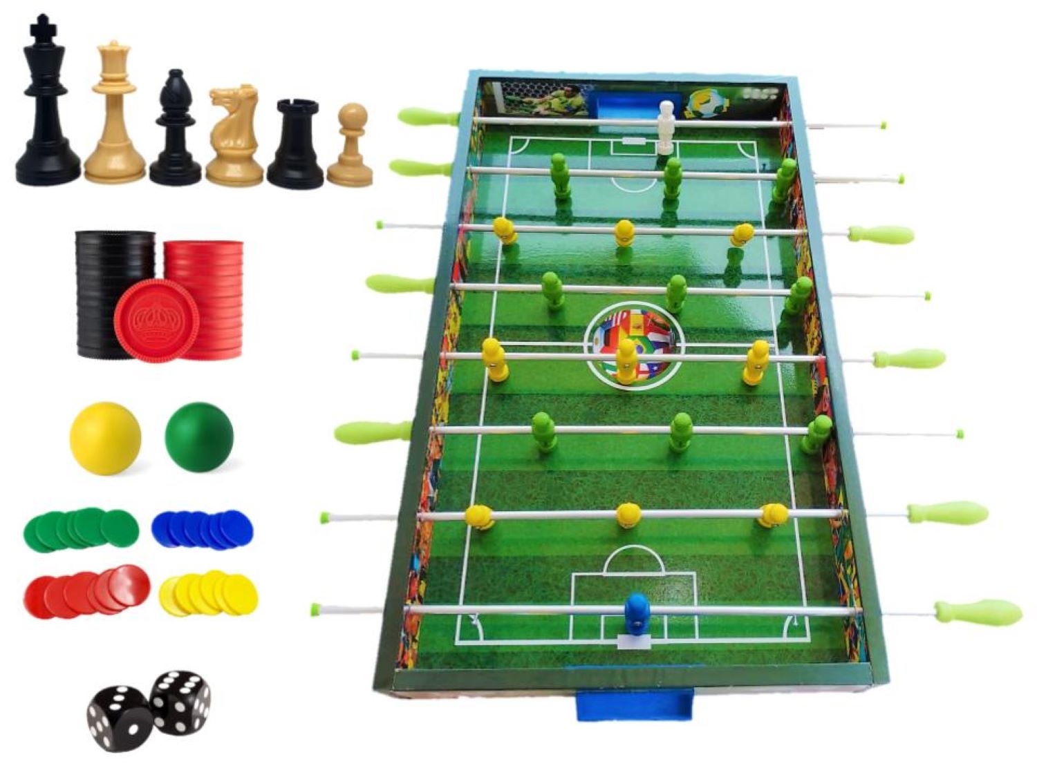 FULBITO DE MESA MANO REVERSIBLE DE MADERA – 5 JUEGOS EN 1 - 2