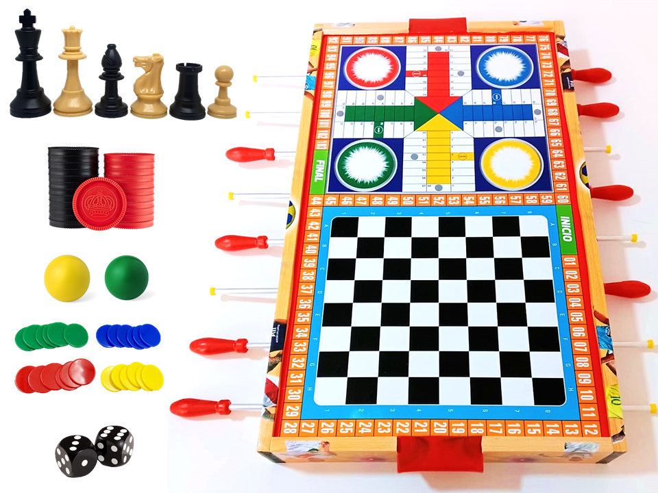 FULBITO DE MESA MANO REVERSIBLE DE MADERA – 5 JUEGOS EN 1 - 2