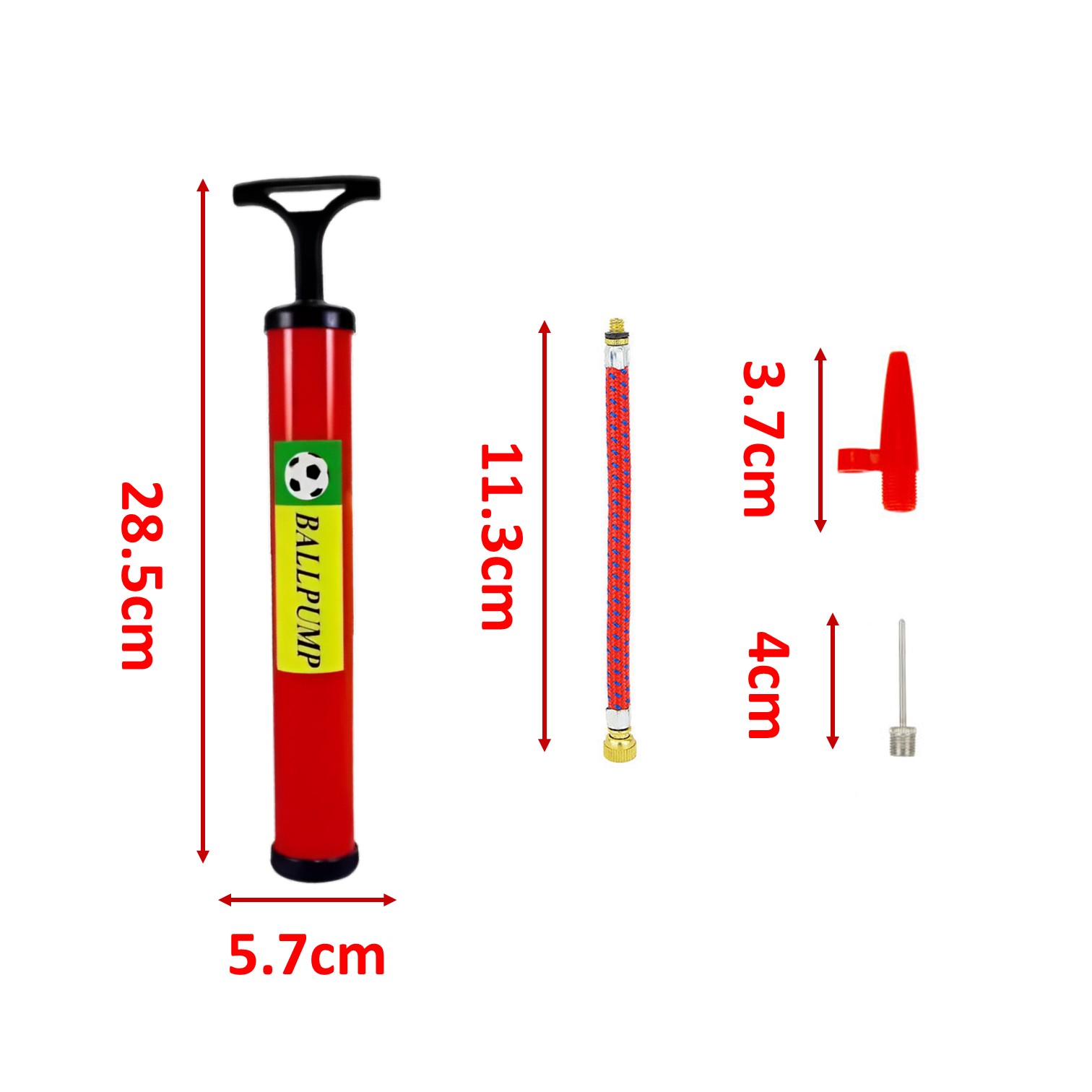INFLADOR BOMBA DE MANO BALLPUMP 28CM PORTATÍL PELOTAS Y BALONES - 5