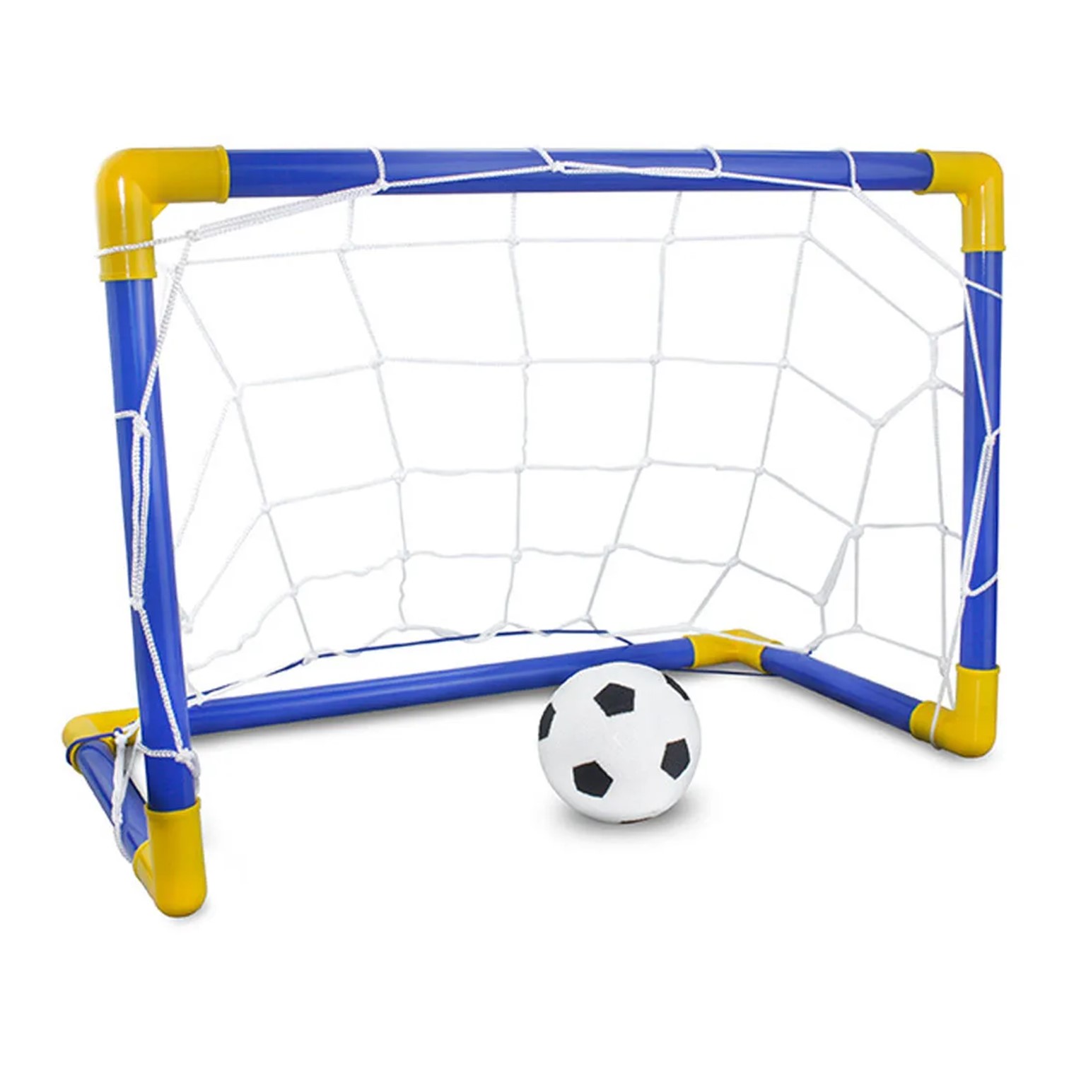 ARCO DE FÚTBOL ARMABLE RESISTENTE PARA NIÑOS CON RED + PELOTA + INFLADOR - 1