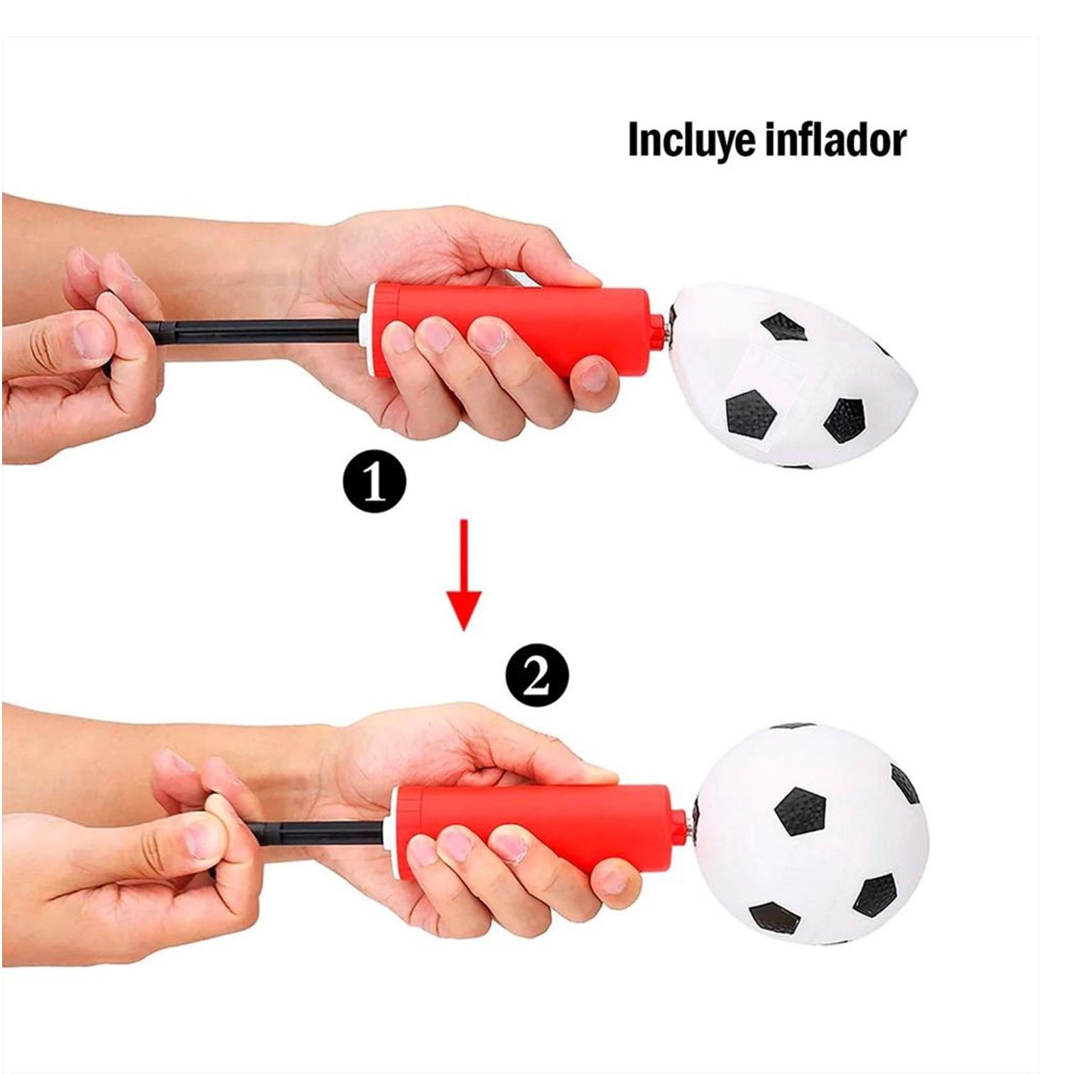 ARCO DE FÚTBOL ARMABLE RESISTENTE PARA NIÑOS CON RED + PELOTA + INFLADOR - 5