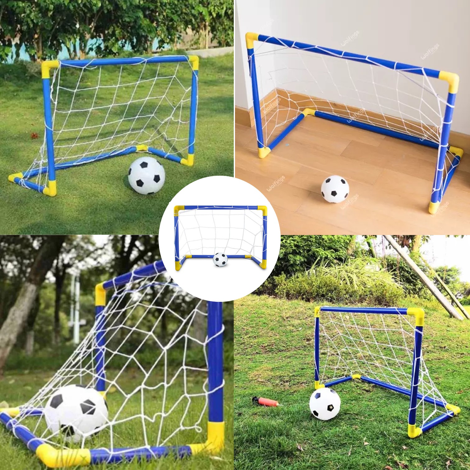 ARCO DE FÚTBOL ARMABLE RESISTENTE PARA NIÑOS CON RED + PELOTA + INFLADOR - 6