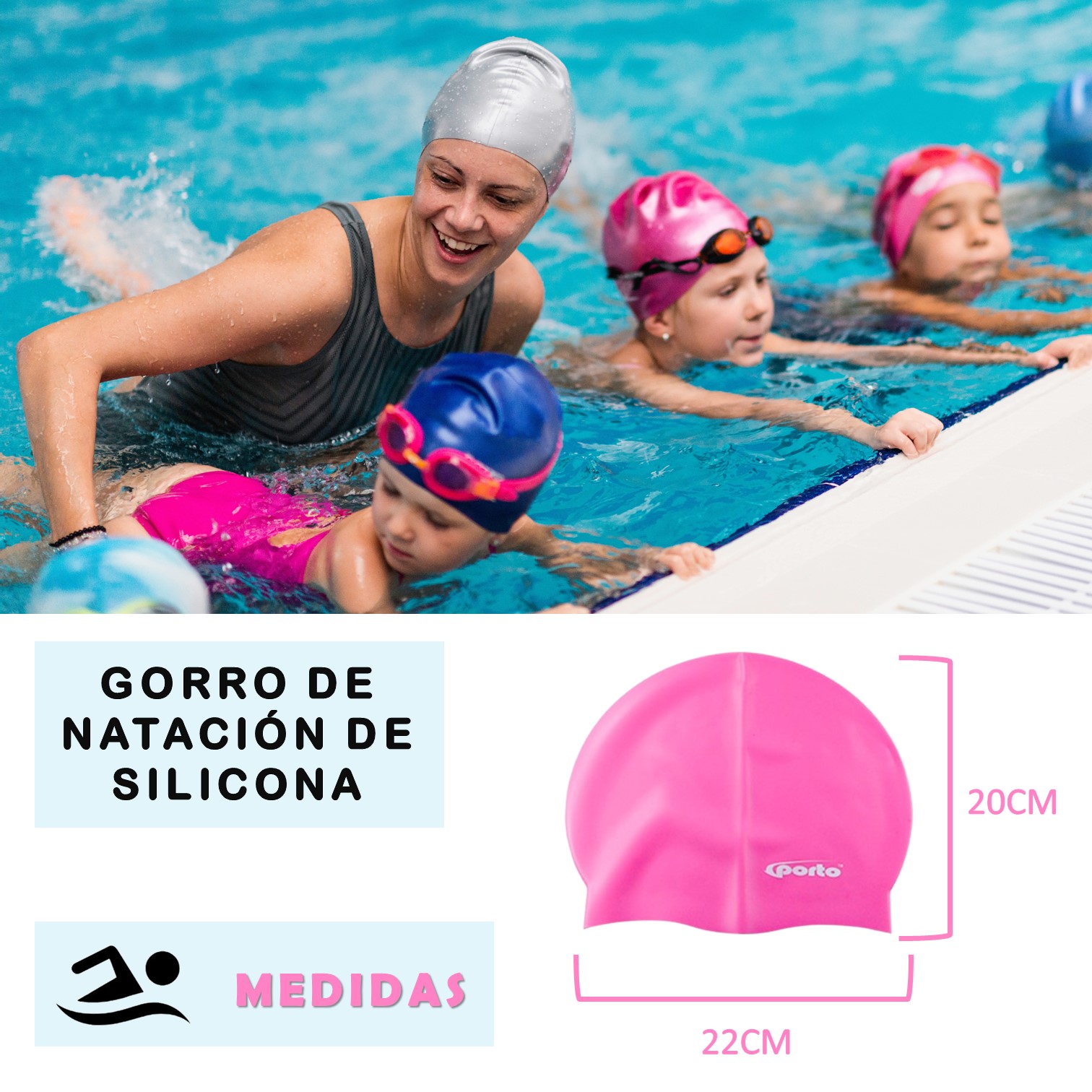 GORRO NATACIÓN PORTO POR-620 SILICONA TALLA ESTÁNDAR - 2