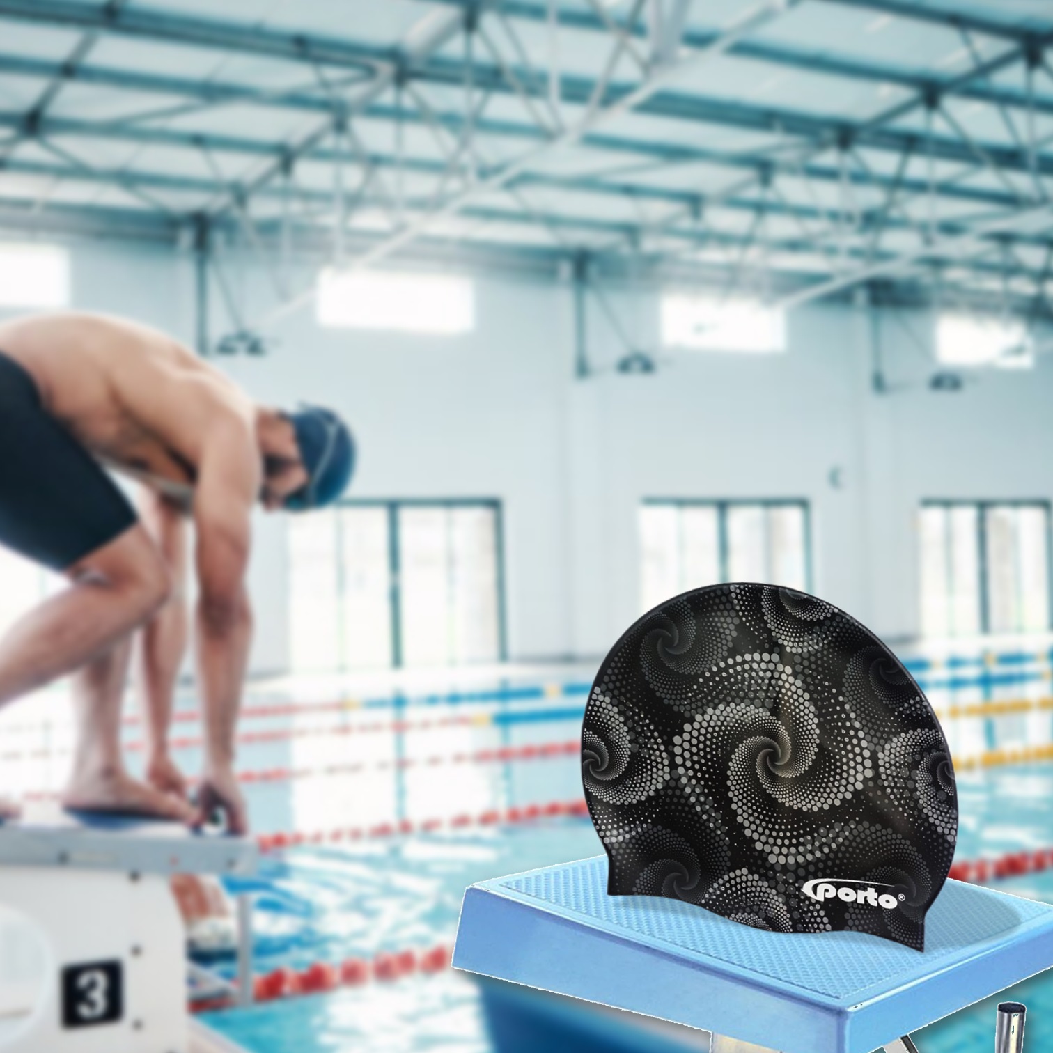 GORRO NATACIÓN PORTO POR-1110 DISEÑO ESPIRAL ESTÁNDAR - 6