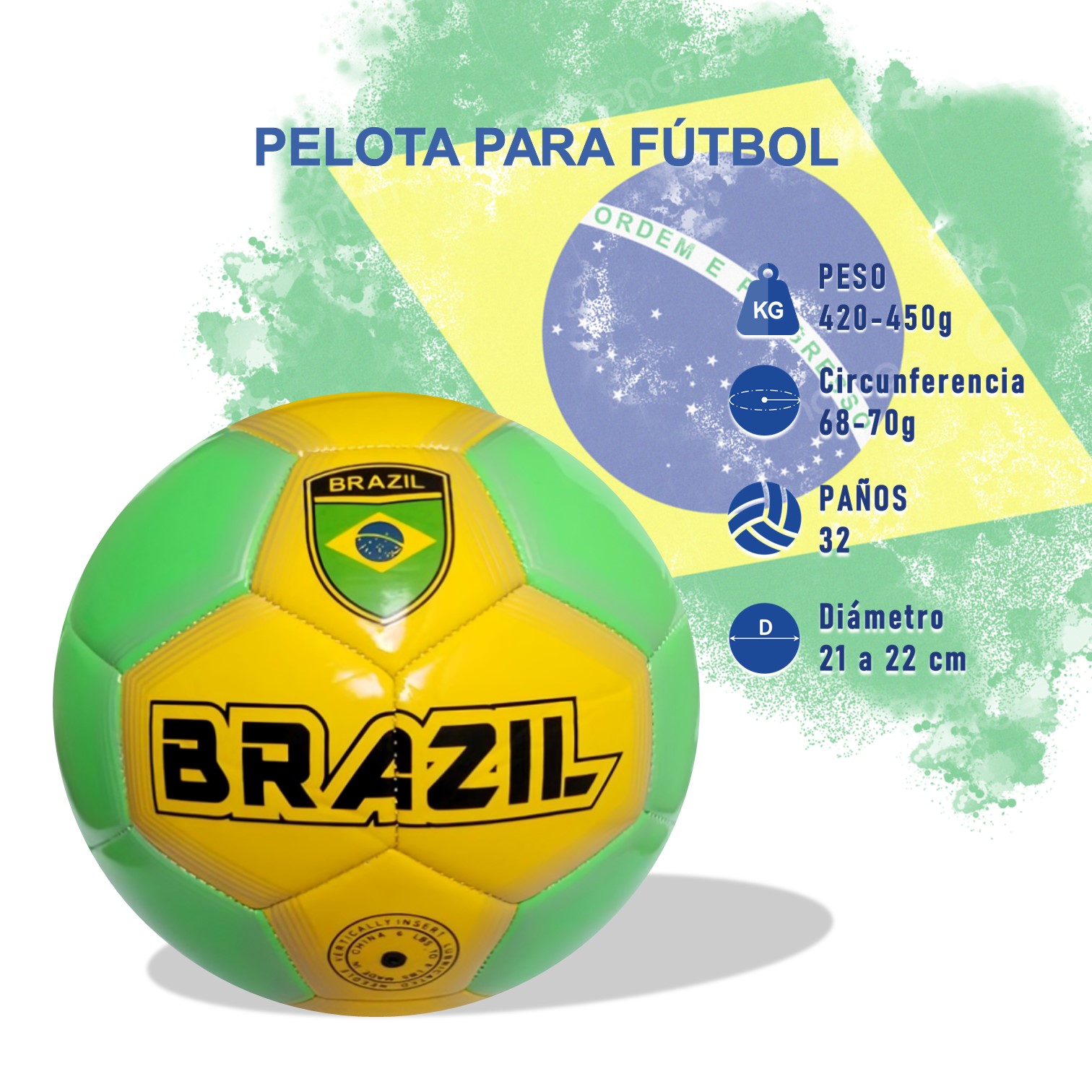 PELOTA PARA FÚTBOL TALLA #5 CUERO COSIDO PAÍSES - 3