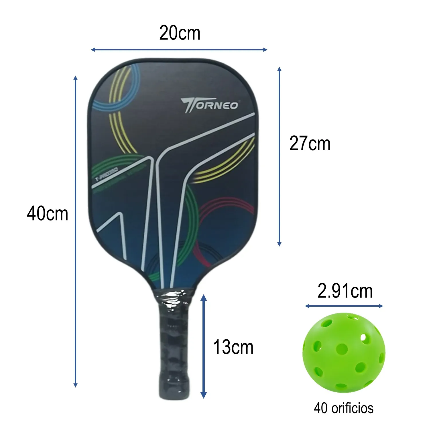 SET DE RAQUETAS PICKLEBALL PADDLE PROFESIONAL FIBRA DE VIDRIO PRO 350 TORNEO - 4