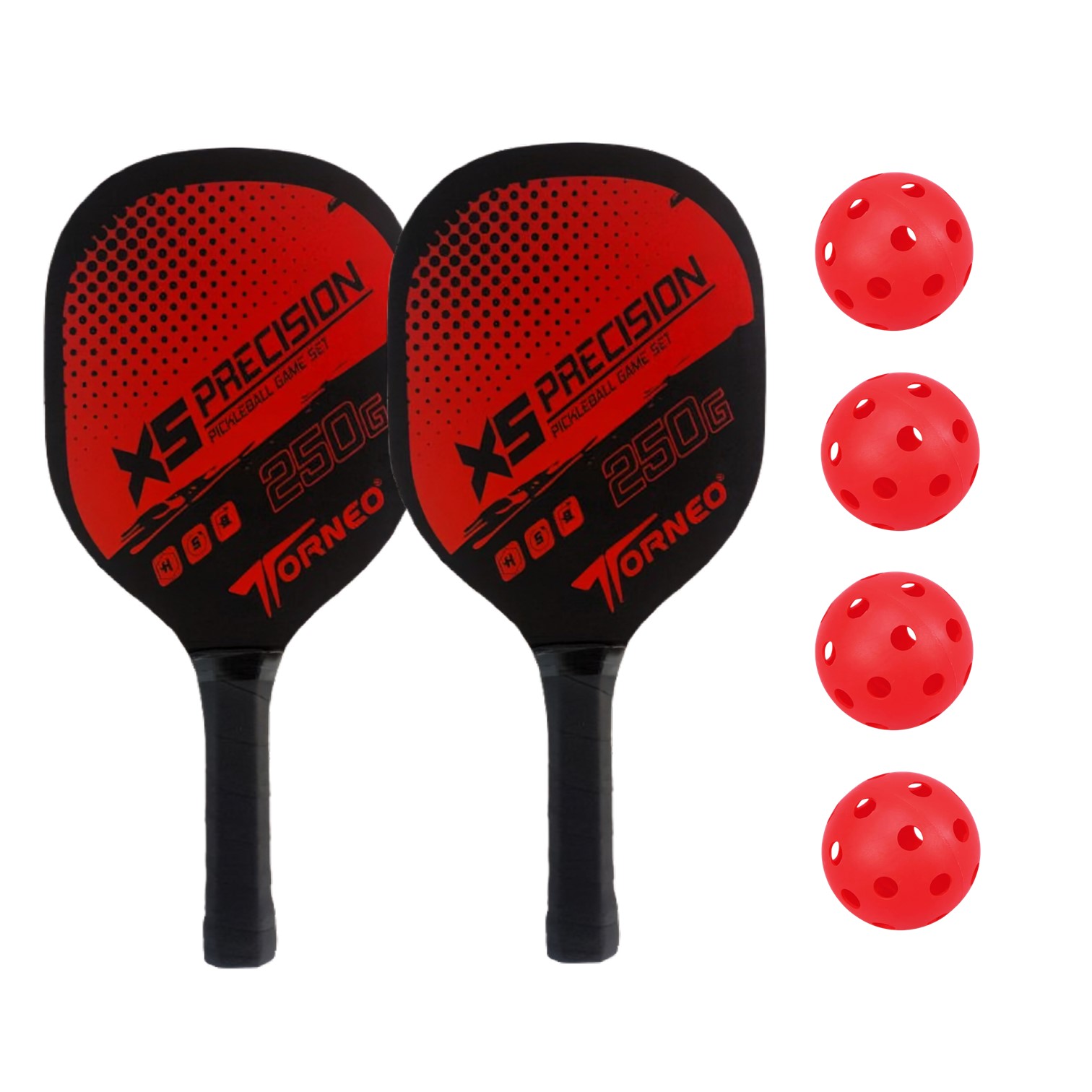 SET DE RAQUETAS PICKEBALL PARA ENTRENAMIENTO MADERA CON 4 PELOTAS TORNEO - 2
