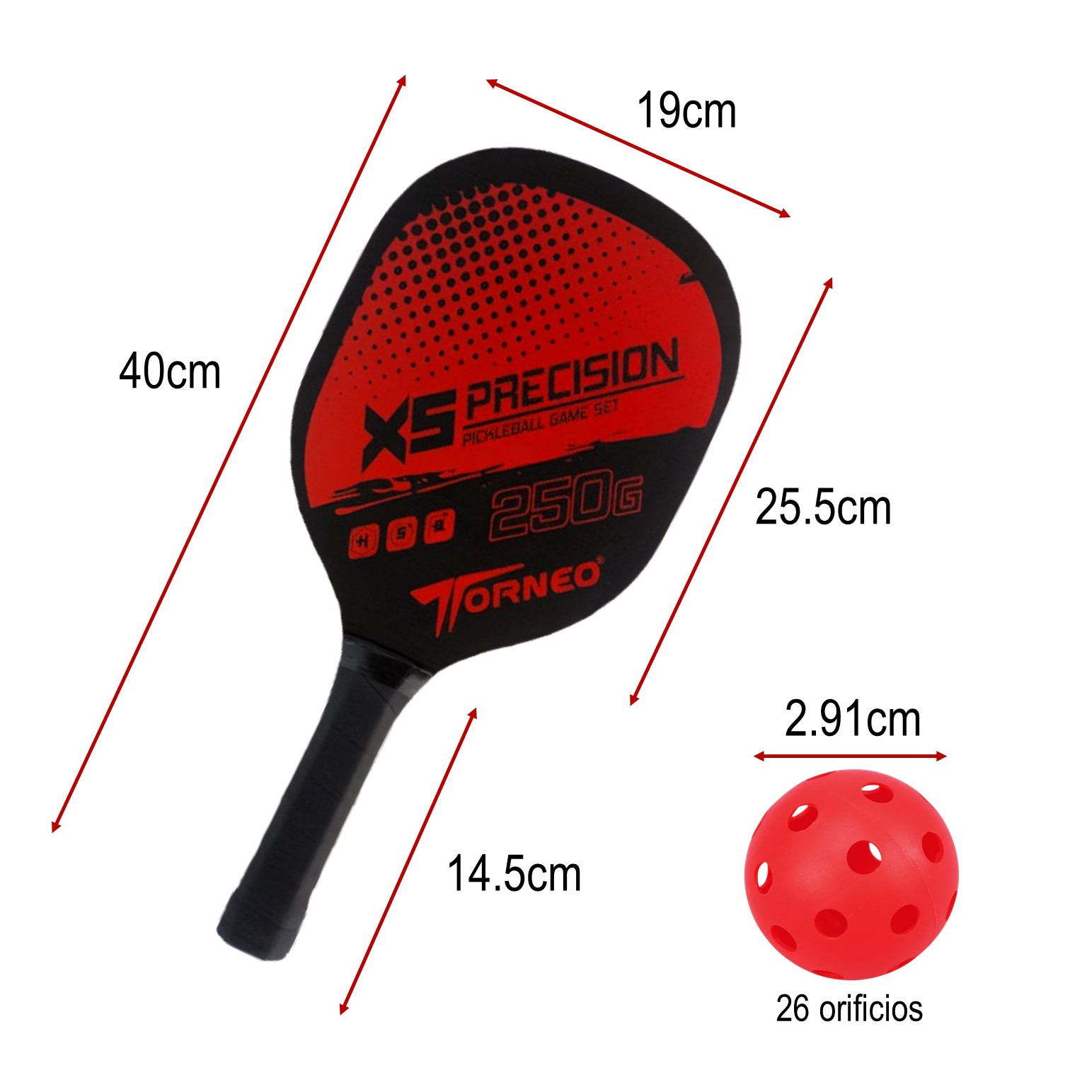 SET DE RAQUETAS PICKEBALL PARA ENTRENAMIENTO MADERA CON 4 PELOTAS TORNEO - 3
