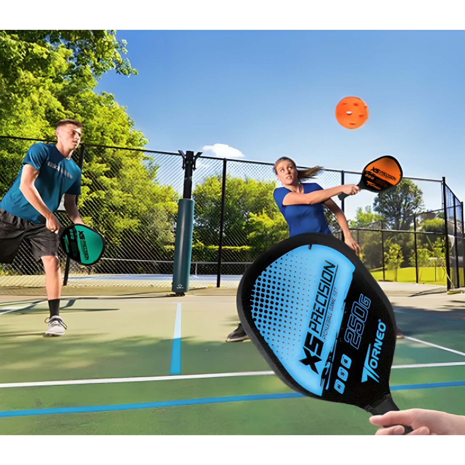 SET DE RAQUETAS PICKEBALL PARA ENTRENAMIENTO MADERA CON 4 PELOTAS TORNEO - 5