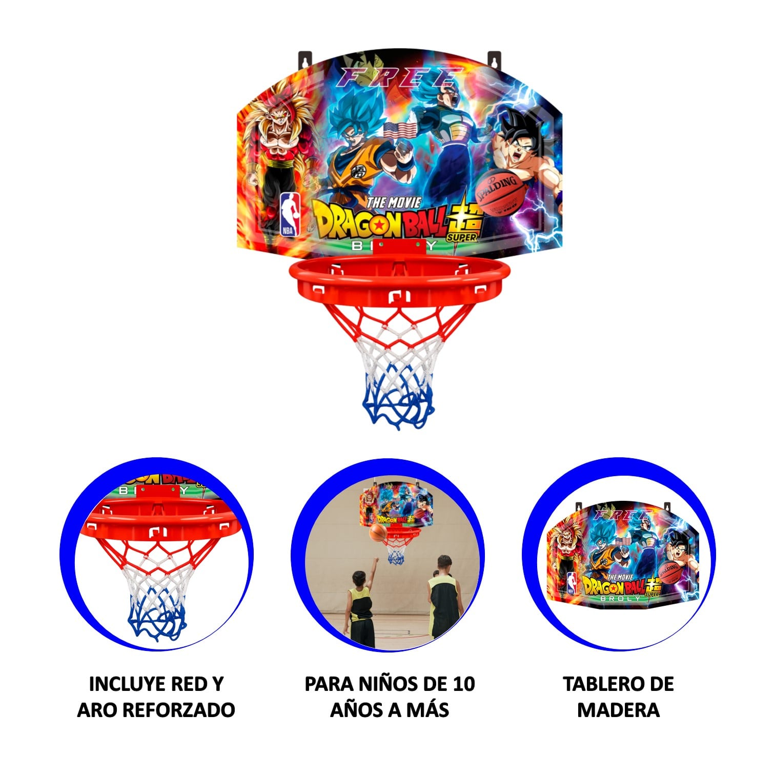 TABLERO DE BÁSQUET PARA PARED MÁS ARO Y RED – RECREATIVO - 2