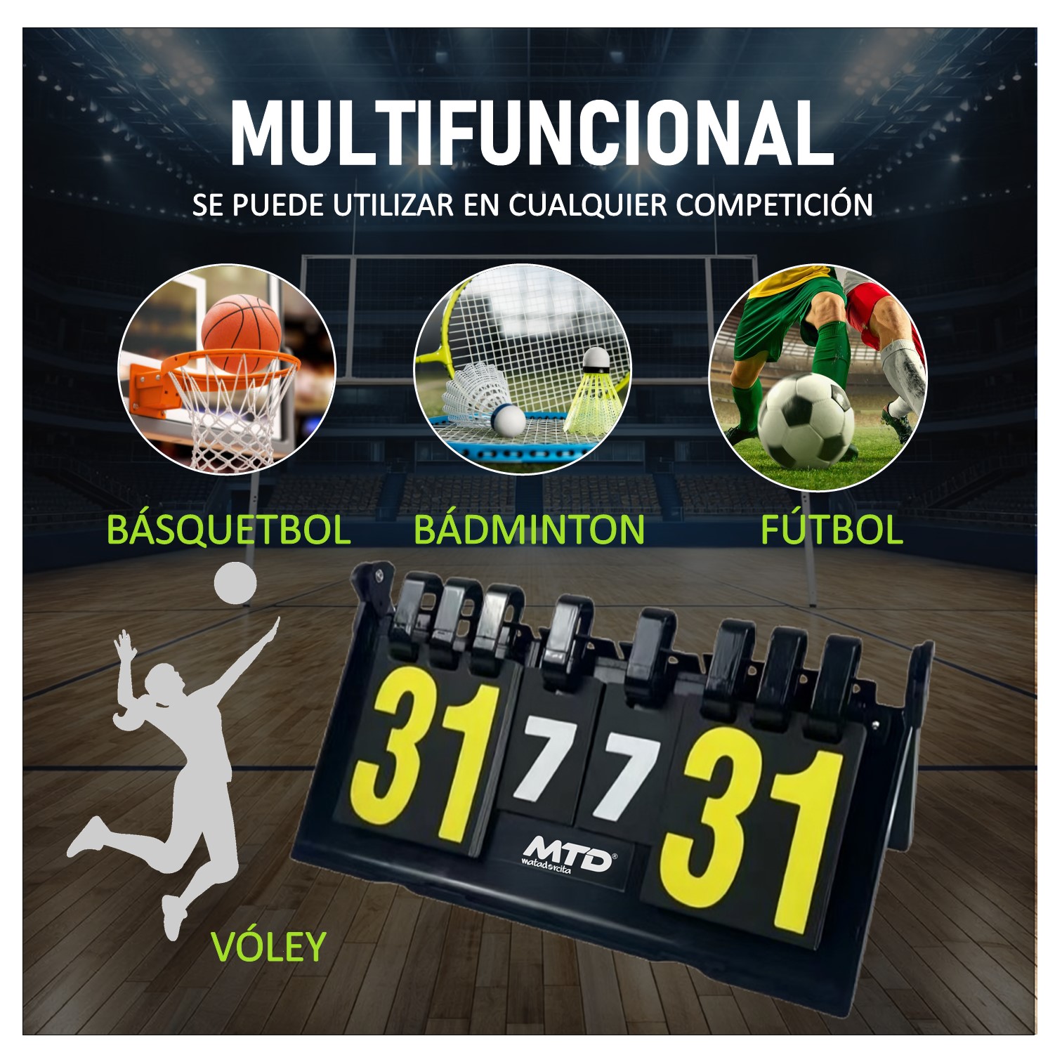 MARCADOR DE PUNTAJES MULTIDEPORTIVO MANUAL PORTÁTIL MTD - 7