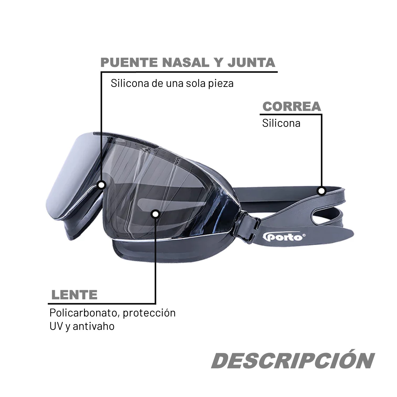 LENTES PARA NATACIÓN ADULTO PRISMA PORTO - 2