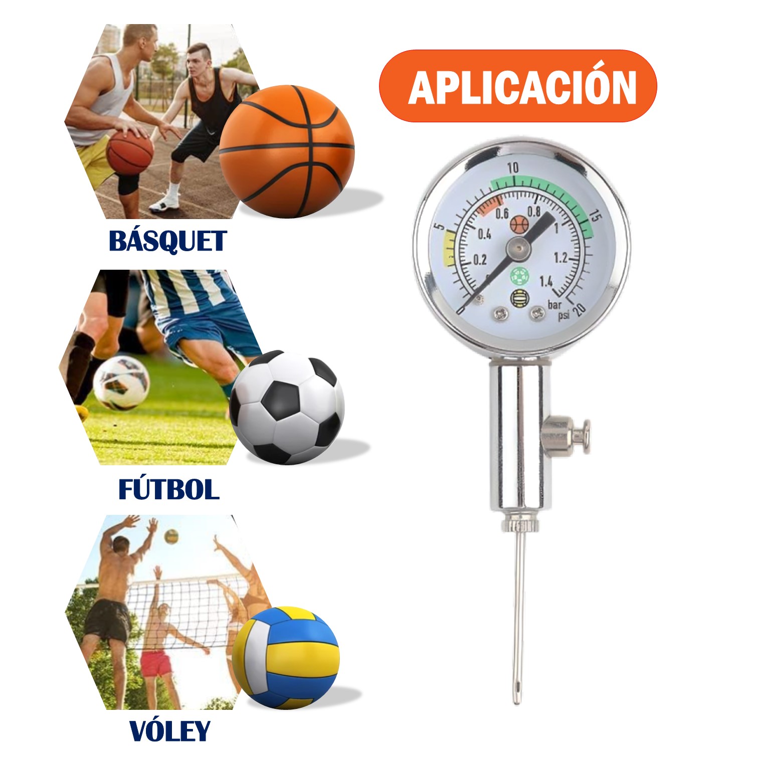 MEDIDOR DE AIRE TIPO RELOJ BARÓMETRO DE BALÓN CON VÁLVULA DE LIBERACIÓN DE AIRE PORTÁTIL SHOWGOL - 9