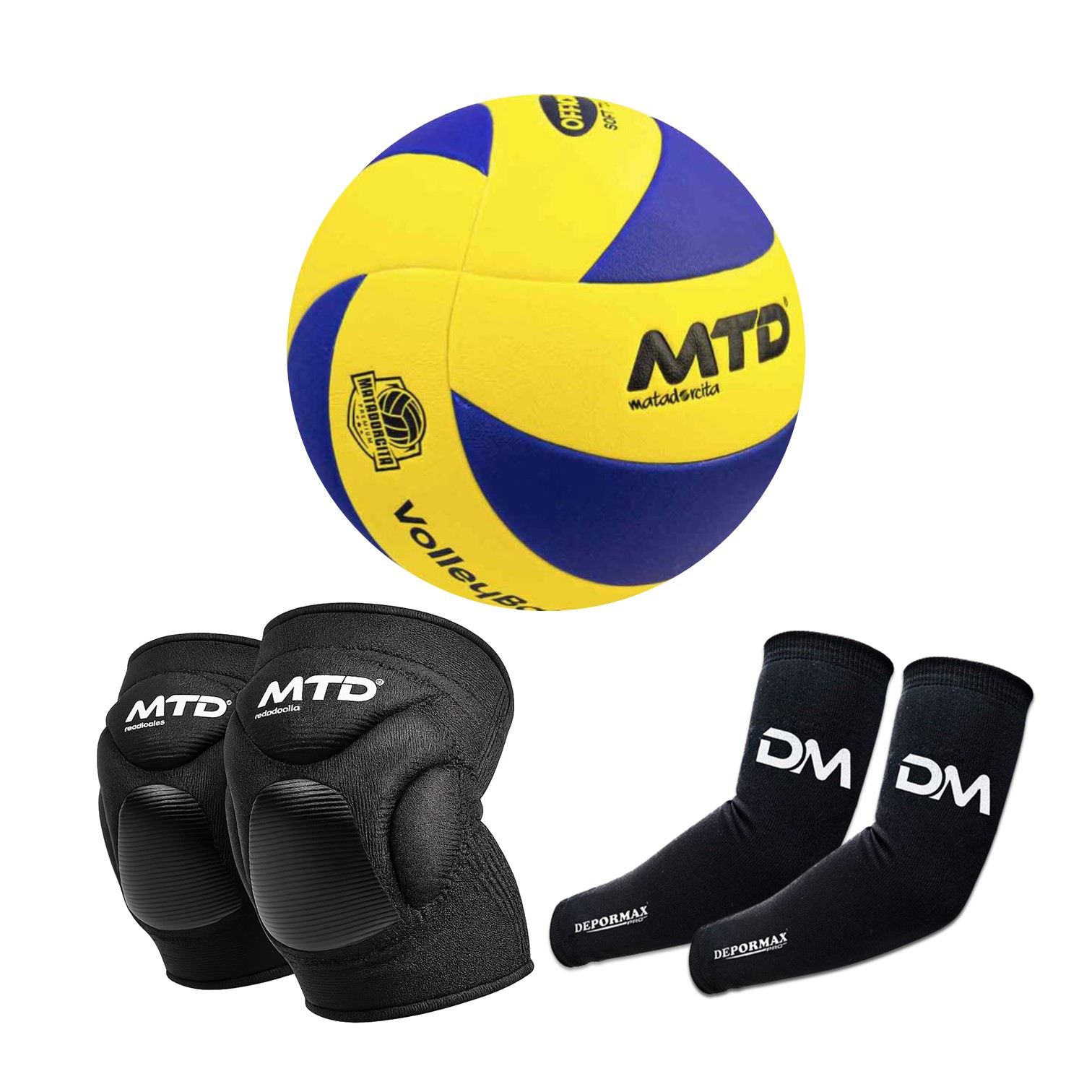 KIT PARA VÓLEY PRO PELOTA PU THERMOSELLADO #5 + RODILLERA GEL + MANGA - 1