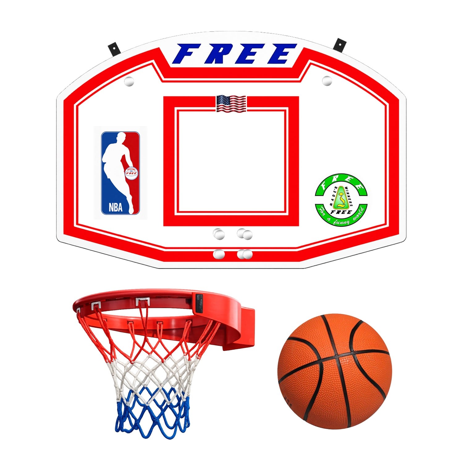 KIT TABLERO PARA BÁSQUET DE MADERA + ARO DE ACERO DE 45CM + PELOTA #7 GOMA - 1