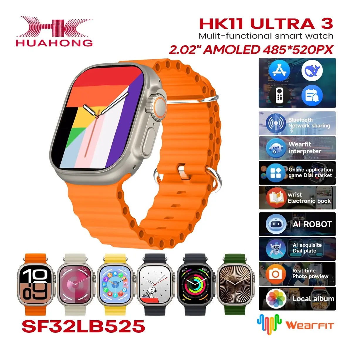 SMARTWATCH HK11 ULTRA 3 AMOLED 1GB IP67 NARANJA - 2