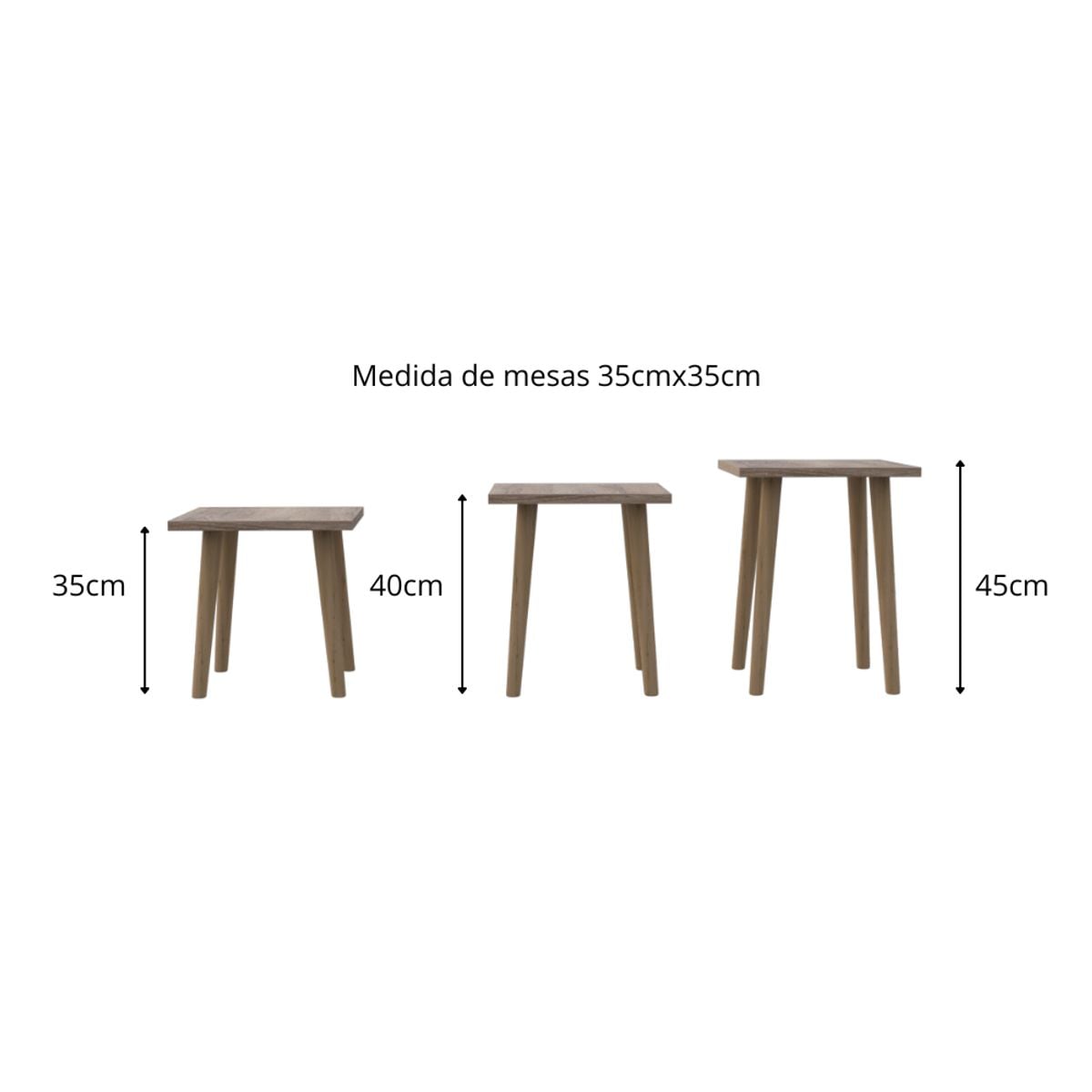 SET DE 3 MESAS MODERNAS CIREN BRIXTON - 1