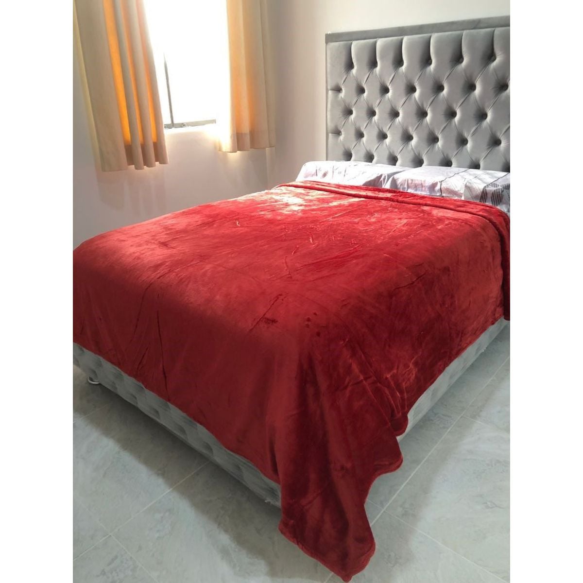 FRAZADA FLANNEL PESADA - ROJO GRANATE - 1