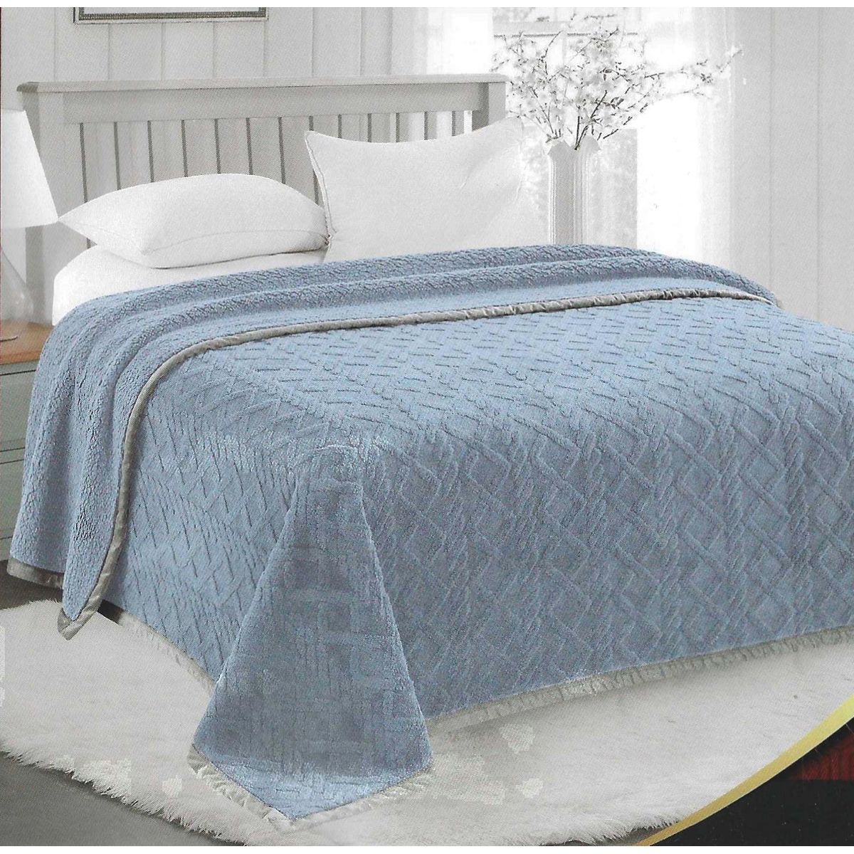 FRAZADA FLANNEL TRENZADA - ACERO - 1