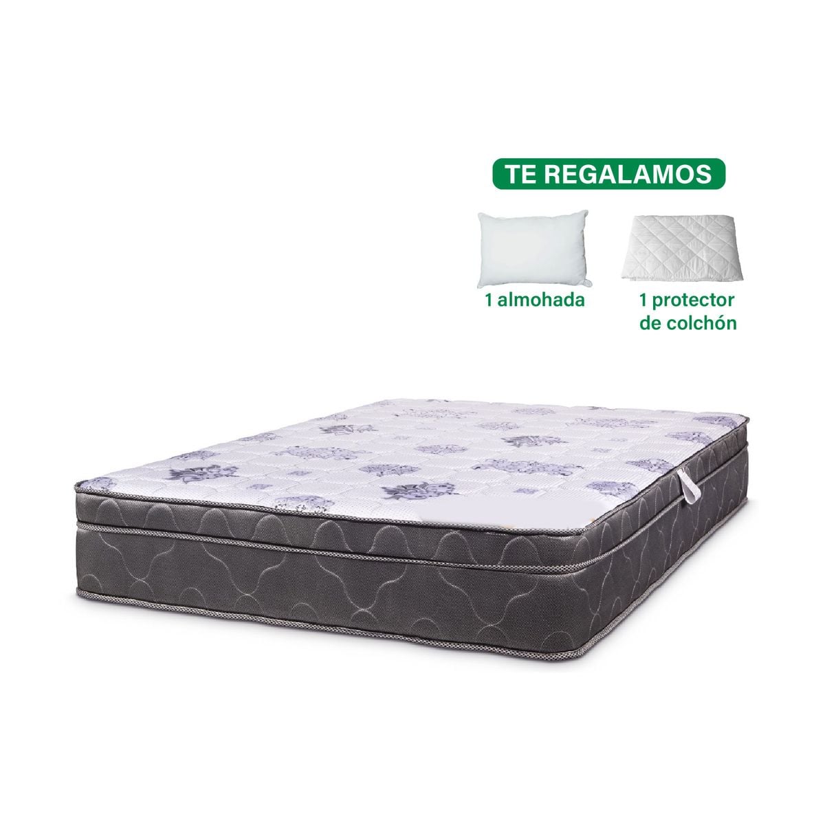 COLCHON SEMI ORTOPEDICO 1.5 PLZ (160 RS) + ALMOHADA + PROTECT - 1