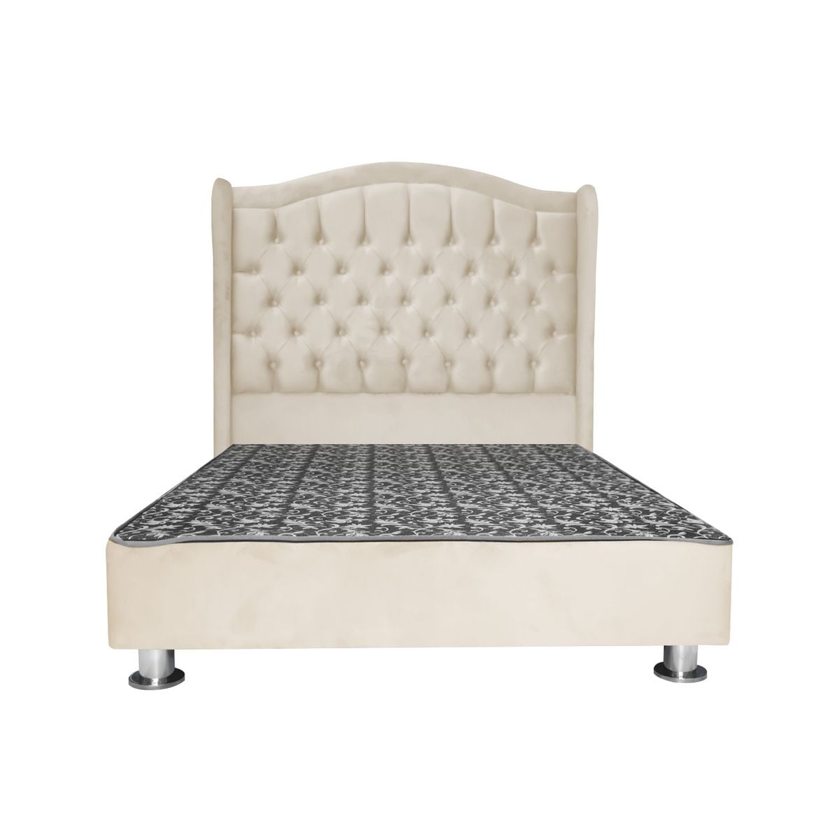 CAMA TAPIZADA PRINCESA KING 2 TARIMAS - COLOR BEIGE - 1
