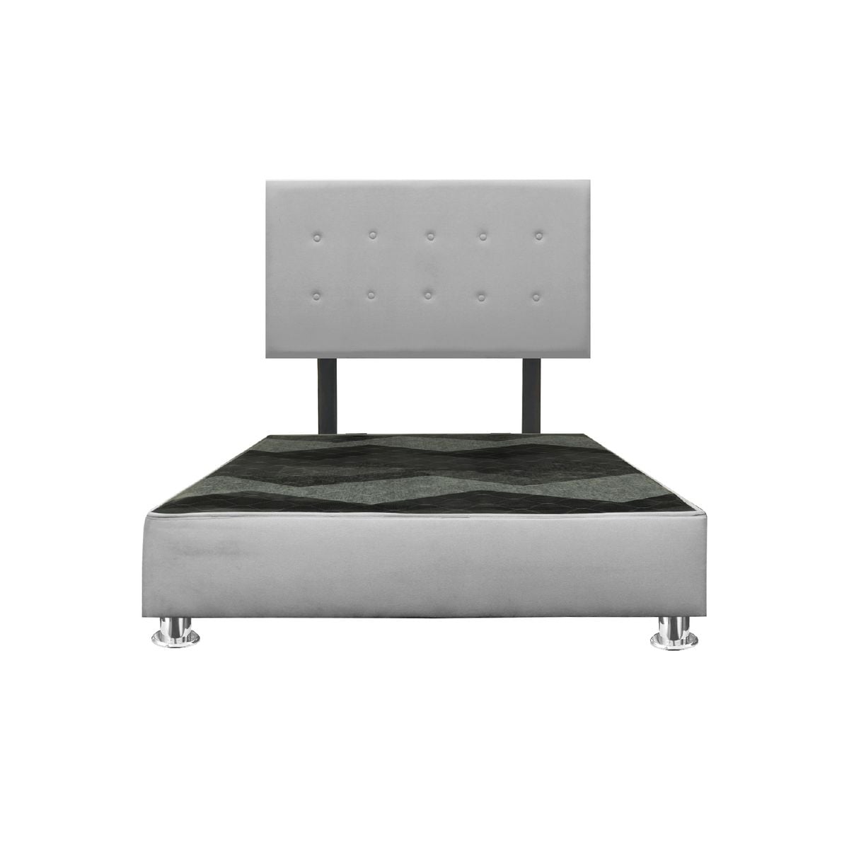 CAMA TAPIZADA LIMA - QUEEN - COLOR GRIS CLARO - 1
