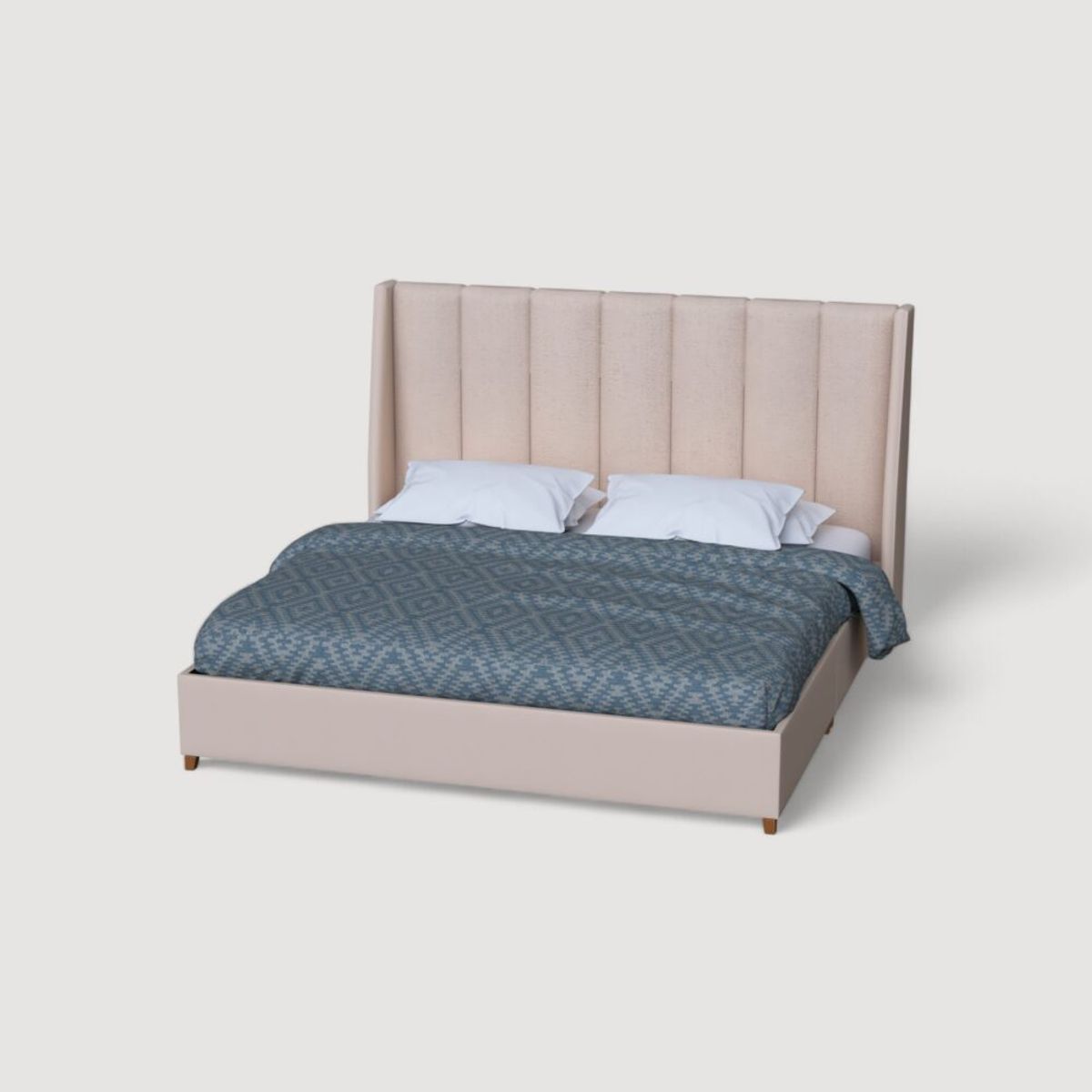 CAMA TAPIZADA PRAGA PREMIUM QUEEN COLOR BEIGE TELA ANTIFLUIDO - 1