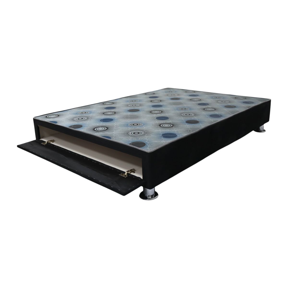 CAMA TAPIZADA CON SABANERA  KING PLZ - COLOR NEGRO - 1