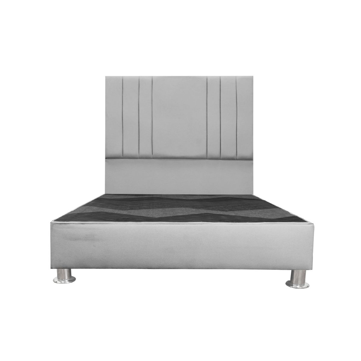 CAMA TAPIZADA ALESSIA - QUEEN - COLOR GRIS CLARO - 1